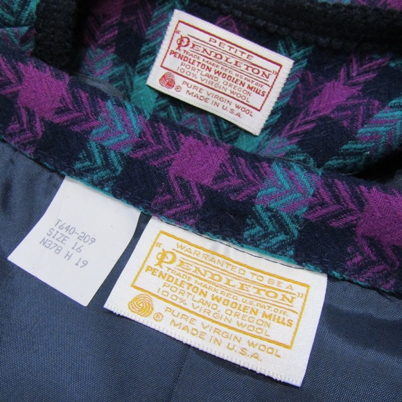 Vintage Pendlleton Teal & Violet Wool Skirt Suit - Picture 7 of 7